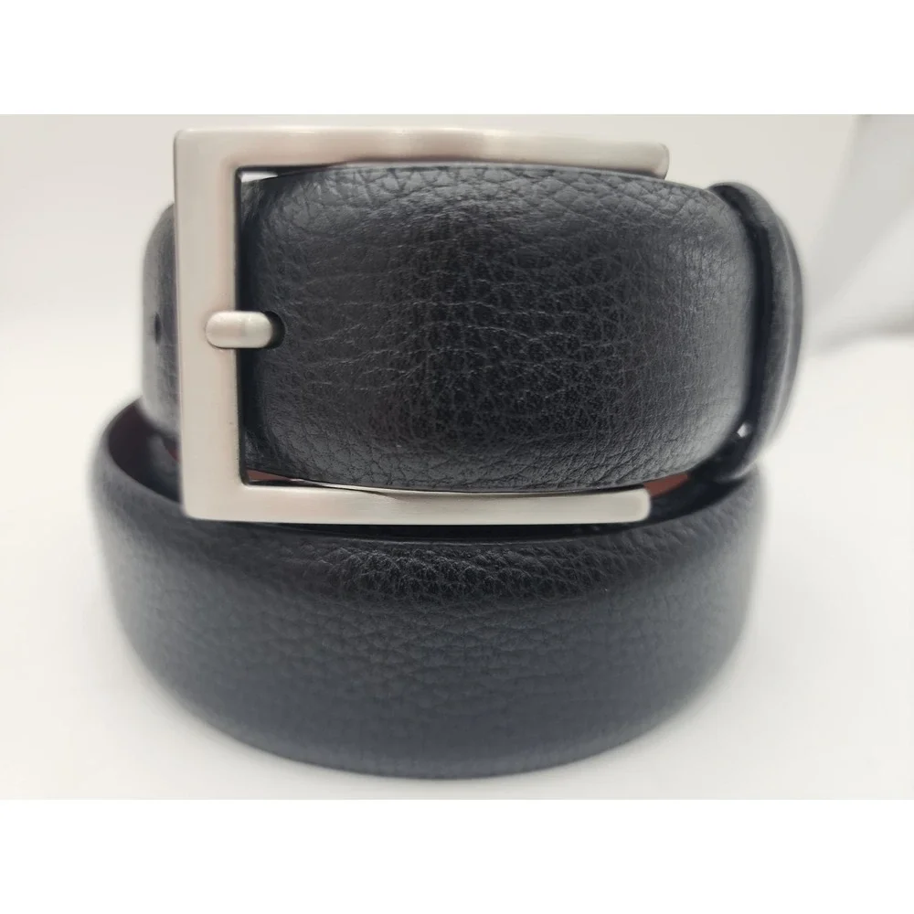Daniel Cremieux Black Belt Silver Tone Buckle Double Loop Italian Leather Sz 40